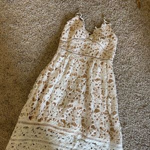 White lace tea length dress